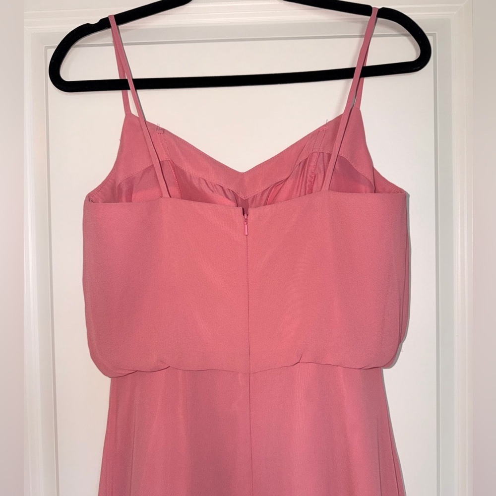 Bill Levkoff Chiffon V-Neck Spaghetti Strap Maxi Bridesmaid Dress - Dusty Rose - Picture 8 of 10